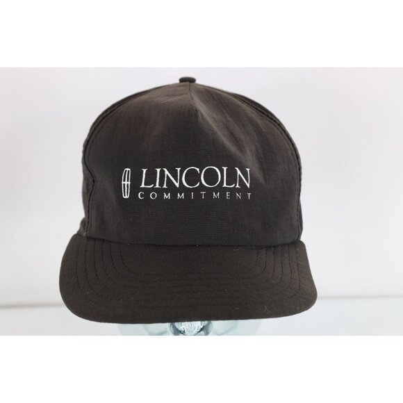 Vintage 80s 90s Spell Out Lincoln Car Commitment Sun Faded Snapback Hat Cap USA - Picture 1 of 11